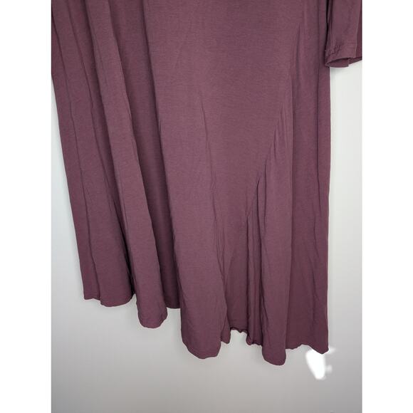 Garnet Hill Dark Mauve Asymmetrical Detailed Neckline Dress - Picture 2 of 7